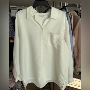 Liz Claiborne‎ Cream-colored, long-sleeved button-down blouse, size 2X